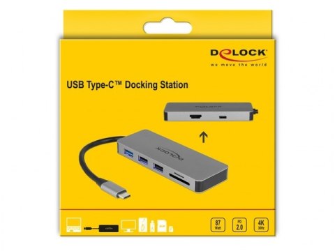 REPLIKATOR PORTÓW USB-C(M)->HDMI,1XUSB 3.0+2X USB 2.0,PD 2.0,CZYTNIK SD,USB-C DELOCK