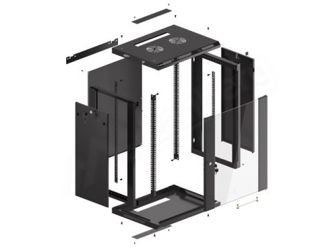 SZAFA INSTALACYJNA RACK WISZĄCA 19" 15U 600X450 CZARNA LANBERG (FLAT PACK) V2