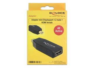 ADAPTER DISPLAYPORT MINI(M) 1.2->HDMI(F) AKTYWNY CZARNY DELOCK