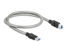 KABEL USB-A(M)->USB-B(M) 3.0 0.5M SREBRNY METALOWY DELOCK