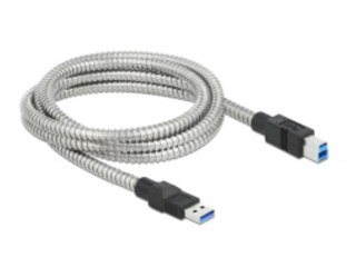 KABEL USB-A(M)->USB-B(M) 3.0 2M SREBRNY METALOWY DELOCK