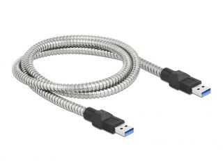 KABEL USB-A M/M 3.0 1M SREBRNY METALOWY DELOCK
