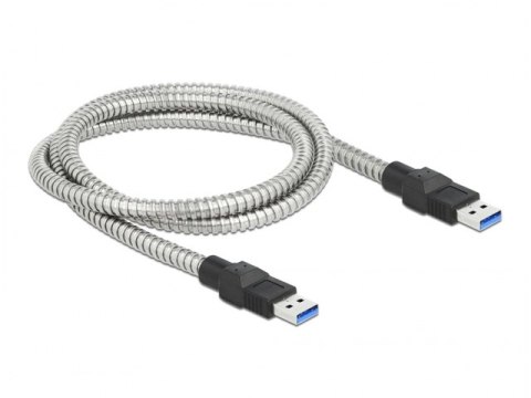 KABEL USB-A M/M 3.0 1M SREBRNY METALOWY DELOCK