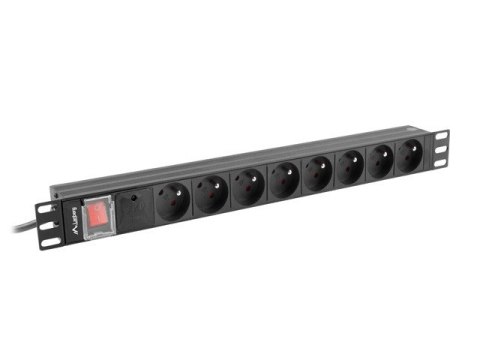 LISTWA ZASILAJĄCA RACK PDU 19" LANBERG 1U 16A 8X 230V PL 2M CZARNA