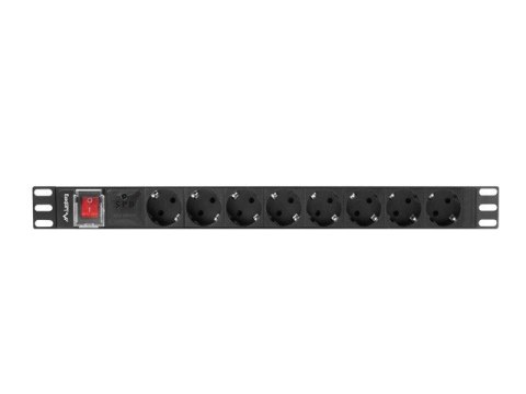 LISTWA ZASILAJĄCA RACK PDU 19" LANBERG 1U 16A 8X SCHUKO 2M CZARNA