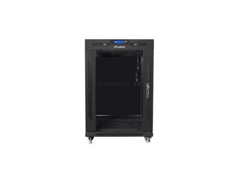 SZAFA INSTALACYJNA RACK STOJĄCA 19" 15U 600X600 CZARNA DRZWI SZKLANE LCD LANBERG (FLAT PACK)