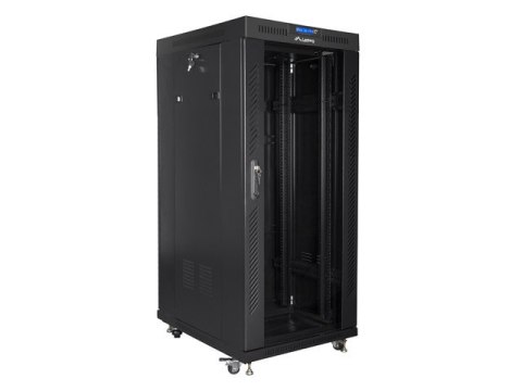 SZAFA INSTALACYJNA RACK STOJĄCA 19" 22U 800X800 CZARNA DRZWI SZKLANE LCD LANBERG (FLAT PACK)