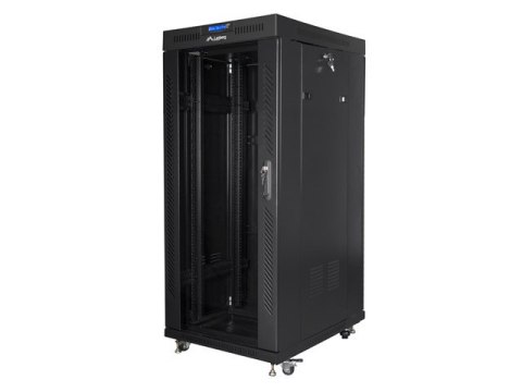 SZAFA INSTALACYJNA RACK STOJĄCA 19" 22U 800X800 CZARNA DRZWI SZKLANE LCD LANBERG (FLAT PACK)