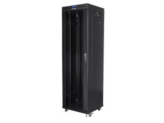 SZAFA INSTALACYJNA RACK STOJĄCA 19" 42U 600X600 CZARNA DRZWI SZKLANE LCD LANBERG (FLAT PACK)