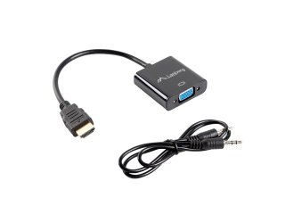 ADAPTER HDMI(M)->VGA(F)+MINIJACK 3.5MM(F) NA KABLU 20CM LANBERG