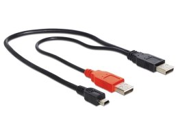 KABEL USB-A(M)+POWER USB-A(M)->USB MINI(M) 2.0 0.3M CZARNY DELOCK