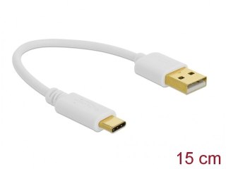 KABEL USB-C(M)->USB-A(M) 2.0 0.15M BIAŁY DELOCK