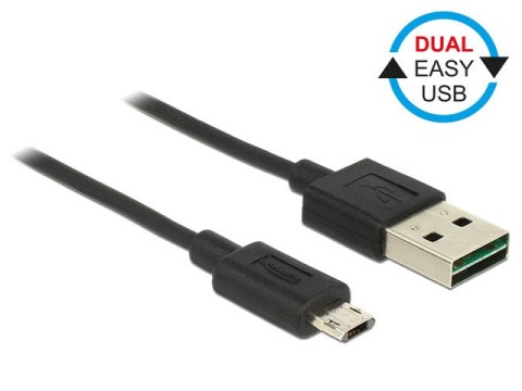KABEL USB MICRO(M)->USB-A(M) 2.0 1M DUAL EASY-USB CZARNY DELOCK