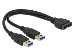 KABEL USB PIN HEADER(M) 19 PIN->2X USB-A(M) 3.0 25CM CZARNY DELOCK