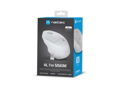 MYSZ NATEC SISKIN 2 BEZPRZEWODOWA 1600DPI BLUETOOTH 5.0 + 2.4GHZ BIAŁA