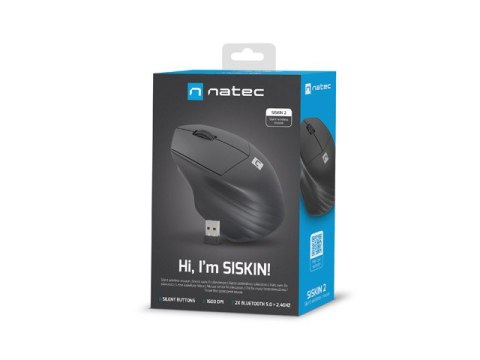 MYSZ NATEC SISKIN 2 BEZPRZEWODOWA 1600DPI BLUETOOTH 5.0 + 2.4GHZ CZARNA