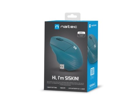 MYSZ NATEC SISKIN 2 BEZPRZEWODOWA 1600DPI BLUETOOTH 5.0 + 2.4GHZ NIEBIESKA