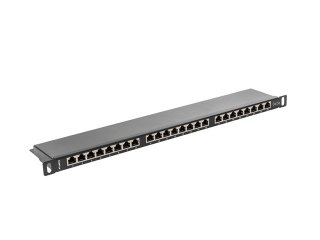 PATCH PANEL 24 PORT 0.5U 19" KAT.5E EKRANOWANY CZARNY LANBERG