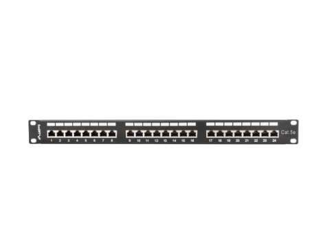 PATCH PANEL 24 PORT 1U 19" KAT.5E EKRANOWANY CZARNY LANBERG