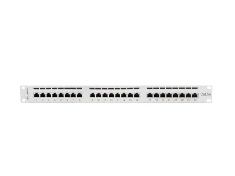 PATCH PANEL 24 PORT 1U 19" KAT.5E EKRANOWANY SZARY LANBERG