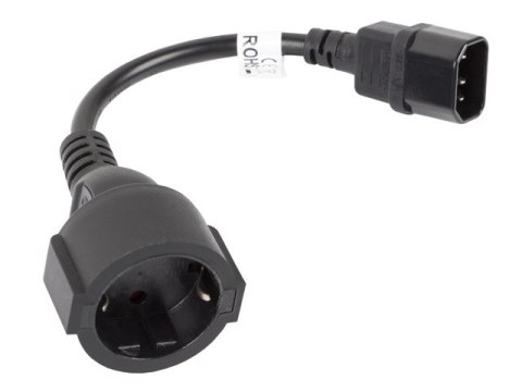 ADAPTER IEC 320 C14(M)->SCHUKO(F) NA KABLU 20CM DO UPS CZARNY LANBERG