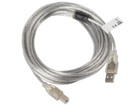 KABEL USB-A(M)->USB-B(M) 2.0 5M PRZEZROCZYSTY FERRYT LANBERG