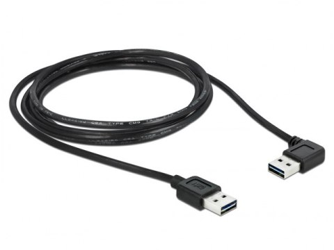 KABEL USB-A M/M 2.0 2M EASY-USB KĄTOWY LEWO/PRAWO CZARNY DELOCK