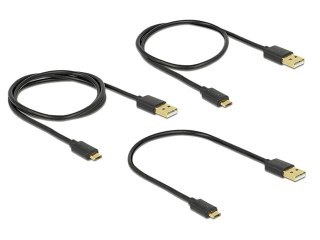 KABEL USB MICRO(M)->USB-A(M) 2.0 0.3M 0.6M 0.9M ZESTAW CZARNY DELOCK