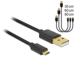 KABEL USB MICRO(M)->USB-A(M) 2.0 0.3M 0.6M 0.9M ZESTAW CZARNY DELOCK