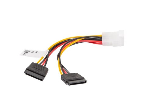 KABEL ZASILAJĄCY WEWNĘTRZNY MOLEX(M)->2X SATA(F) 15CM LANBERG