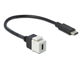 MODUŁ KEYSTONE GNIAZDO USB-C(F) 3.0->USB-C(M) NA KABLU 25CM CZARNO-BIAŁY DELOCK