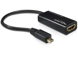 ADAPTER MHL(M)->HDMI(F)+USB MICRO(F) NA KABLU 15CM DELOCK (SMARTFON DO TV HD + ZASILANIE SMARTFONA