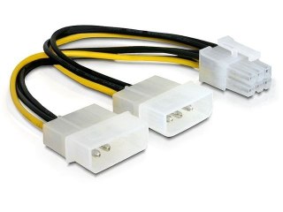 KABEL ROZDZIELACZ ZASILANIA PCI EXPRESS 6 PIN(M)->2X MOLEX(M) 15CM DELOCK