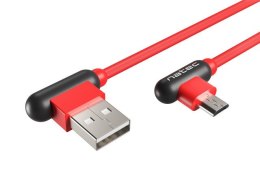 KABEL USB MICRO(M) KĄTOWY LEWO->USB-A(M) 2.0 1M KĄTOWY PRAWO CZERWONY NATEC PRATI