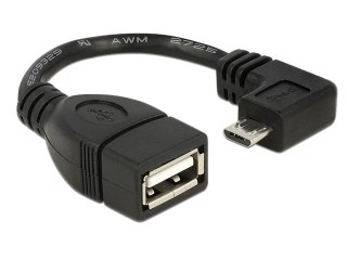 KABEL USB MICRO(M) KĄTOWY PRAWO->USB-A(F) 2.0 0.11M OTG CZARNY DELOCK