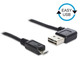 KABEL USB MICRO(M)->USB-A(M) 2.0 0.5M KĄTOWY LEWO/PRAWO EASY-USB CZARNY DELOCK