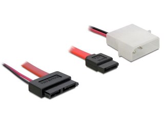 KABEL ZASILAJĄCY WEWNĘTRZNY MOLEX 2 PIN(M)+SATA 7 PIN(F)->SATA 13 PIN(F) DATA SLIMLINE 30CM DELOCK