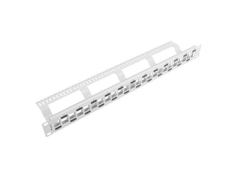 PATCH PANEL PUSTY 24 PORT 1U 19" NAPRZEMIENNY Z ORGANIZEREM DO MODUŁÓW KEYSTONE SZARY LANBERG