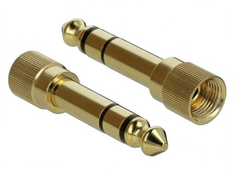 PRZEDŁUŻACZ AUDIO MINIJACK 3.5MM M/F 3 PIN + PRZEJŚCIÓWKA NAKRĘCANA JACK 6.35MM 1M CZARNY DELOCK
