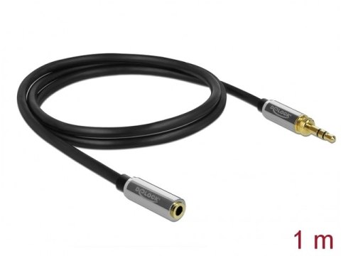 PRZEDŁUŻACZ AUDIO MINIJACK 3.5MM M/F 3 PIN + PRZEJŚCIÓWKA NAKRĘCANA JACK 6.35MM 1M CZARNY DELOCK