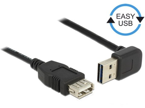 PRZEDŁUŻACZ USB-A M/F 2.0 0.5M KĄTOWY GÓRA/DÓŁ EASY-USB CZARNY DELOCK