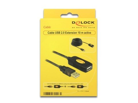 PRZEDŁUŻACZ USB-A M/F 2.0 10M AKTYWNY CZARNY DELOCK