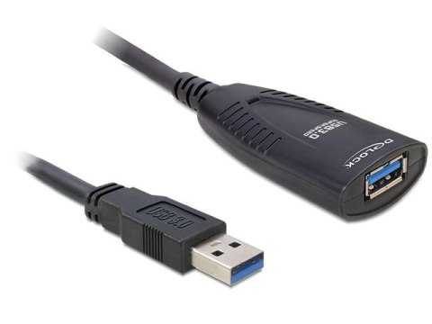 PRZEDŁUŻACZ USB-A M/F 3.0 5M AKTYWNY CZARNY DELOCK