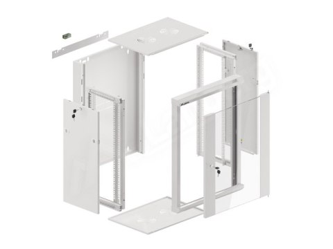 SZAFA INSTALACYJNA RACK WISZĄCA 19" 15U 570X450 SZYBKI MONTAŻ SZARA LANBERG (FLAT PACK)