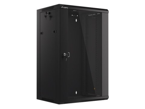 SZAFA INSTALACYJNA RACK WISZĄCA 19" 18U 570X450 SZYBKI MONTAŻ CZARNA LANBERG (FLAT PACK)