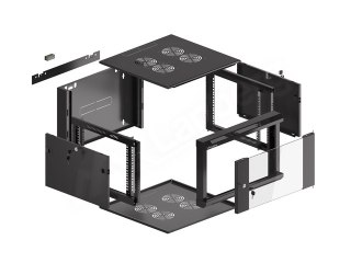 SZAFA INSTALACYJNA RACK WISZĄCA 19" 6U 570X600 SZYBKI MONTAŻ CZARNA LANBERG (FLAT PACK)