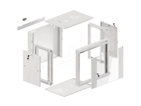 SZAFA INSTALACYJNA RACK WISZĄCA 19" 9U 570X450 SZYBKI MONTAŻ SZARA LANBERG (FLAT PACK)