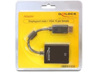 ADAPTER DISPLAYPORT(M) 1.2->VGA(F) NA KABLU 12CM CZARNY DELOCK