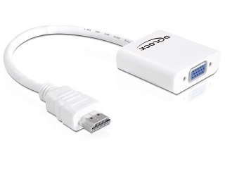 ADAPTER HDMI(M)->VGA(F) NA KABLU 25CM BIAŁY DELOCK