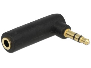 ADAPTER MINIJACK 3.5MM(M) 3PIN->MINIJACK 3.5MM(F) 3PIN KĄTOWY CZARNY DELOCK